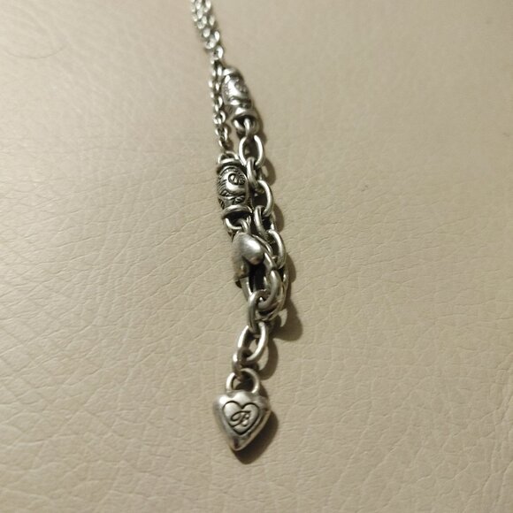 Brighton Necklace Etched Retired Purple Amber Yellow Fish Birds Silvertone - Picture 3 of 9